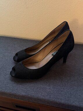 ECCO Black Leather Peep Toe Pumps, Women's EU 40 / US 9.5